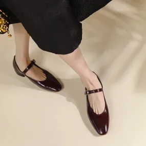 binfenxie Women Low Heeled 2.5cm Mary Jane Shoes Retro Style Elegant Buckle Women Shoes Round Toe Spring Autumn Real Leather Footwear