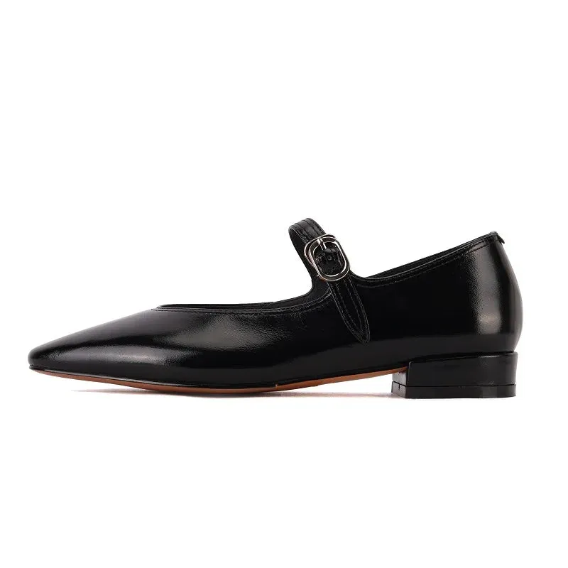 binfenxie Women Low Heeled 2.5cm Mary Jane Shoes Retro Style Elegant Buckle Women Shoes Round Toe Spring Autumn Real Leather Footwear