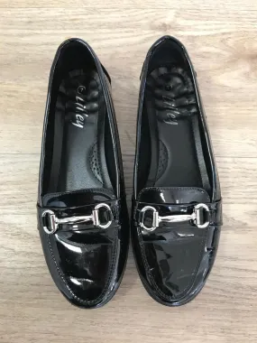 Black Loafers with Silver Buckle, Lilley, Size 7