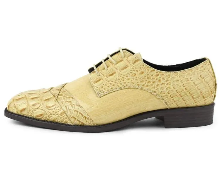 Bolano Bandit Beige Men's Oxford Croco Dress Shoes