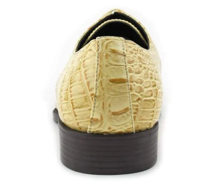 Bolano Bandit Beige Men's Oxford Croco Dress Shoes
