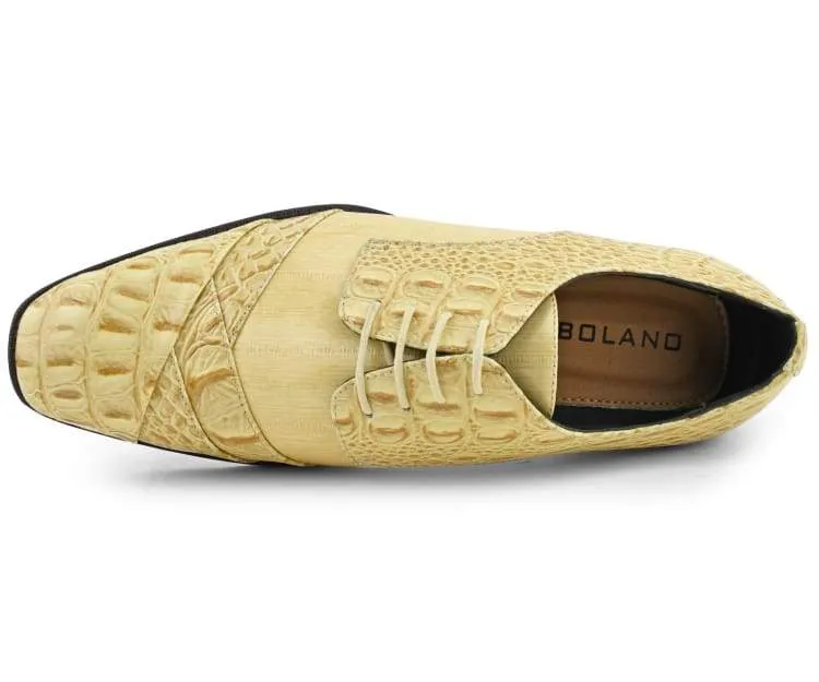 Bolano Bandit Beige Men's Oxford Croco Dress Shoes