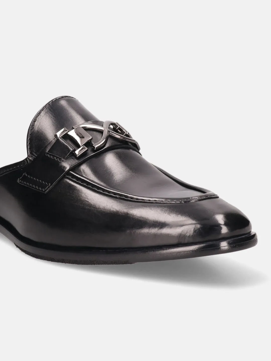 bugatti Black Premium Leather Mules