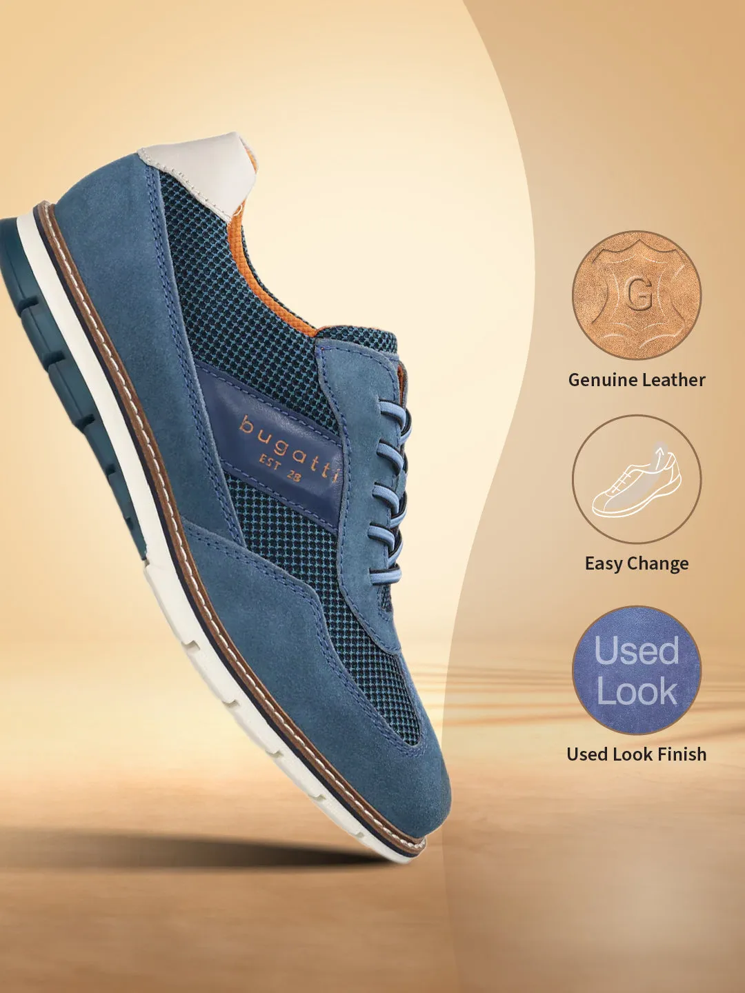 bugatti Blue Premium Leather Casuals shoes
