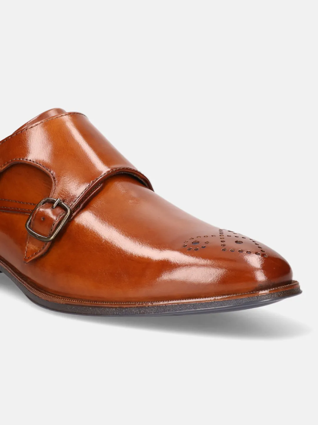 bugatti Cognac Premium Leather Monk Shoes