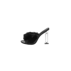 Cape Robbin Kurberry High-Heel Shoes Fur Black Colour For Women