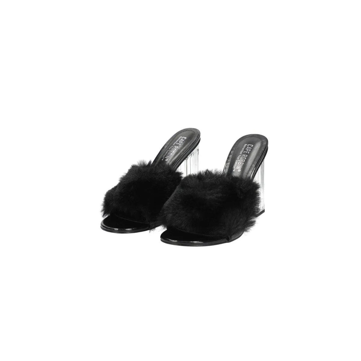 Cape Robbin Kurberry High-Heel Shoes Fur Black Colour For Women