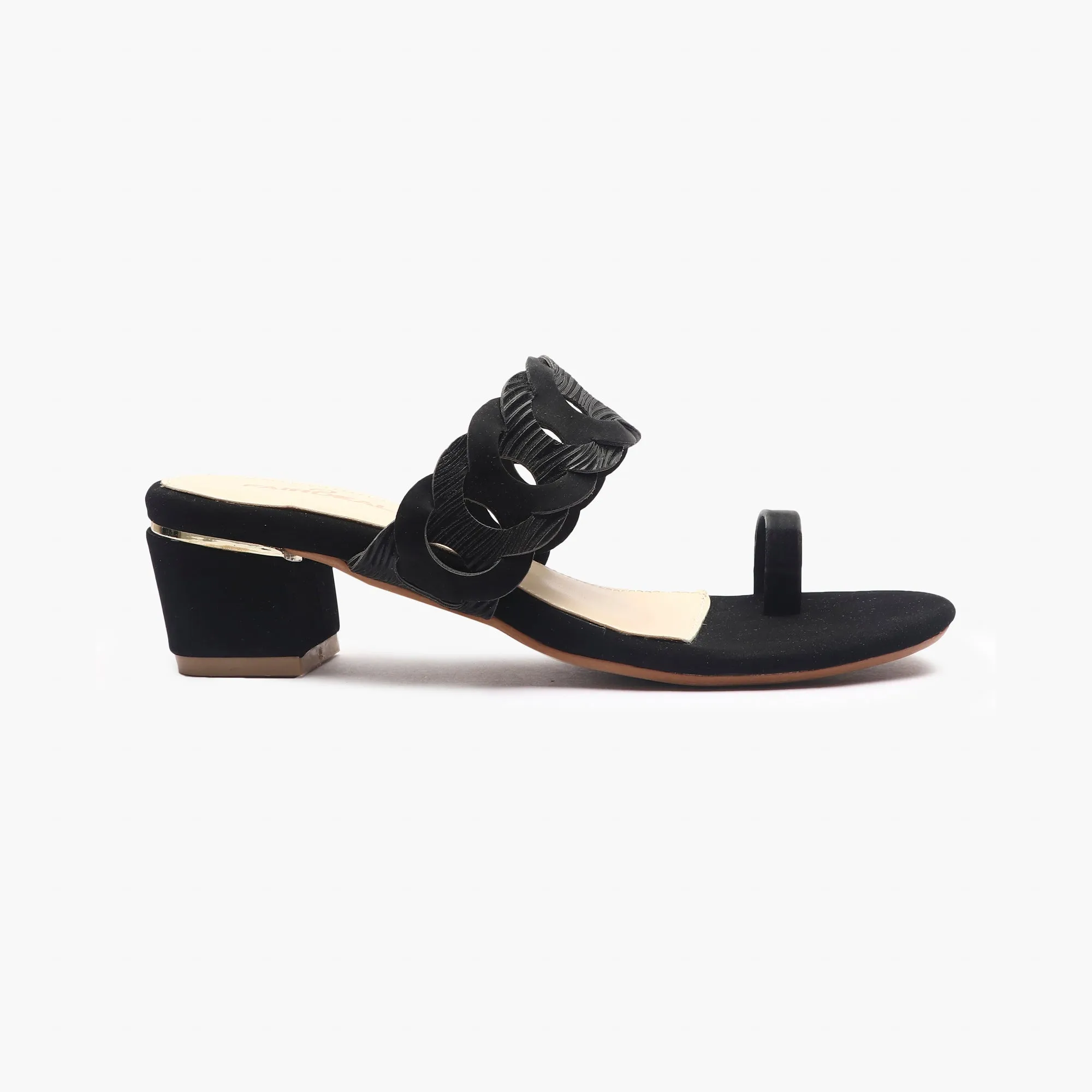 Chain Link Open Toe Block Heels