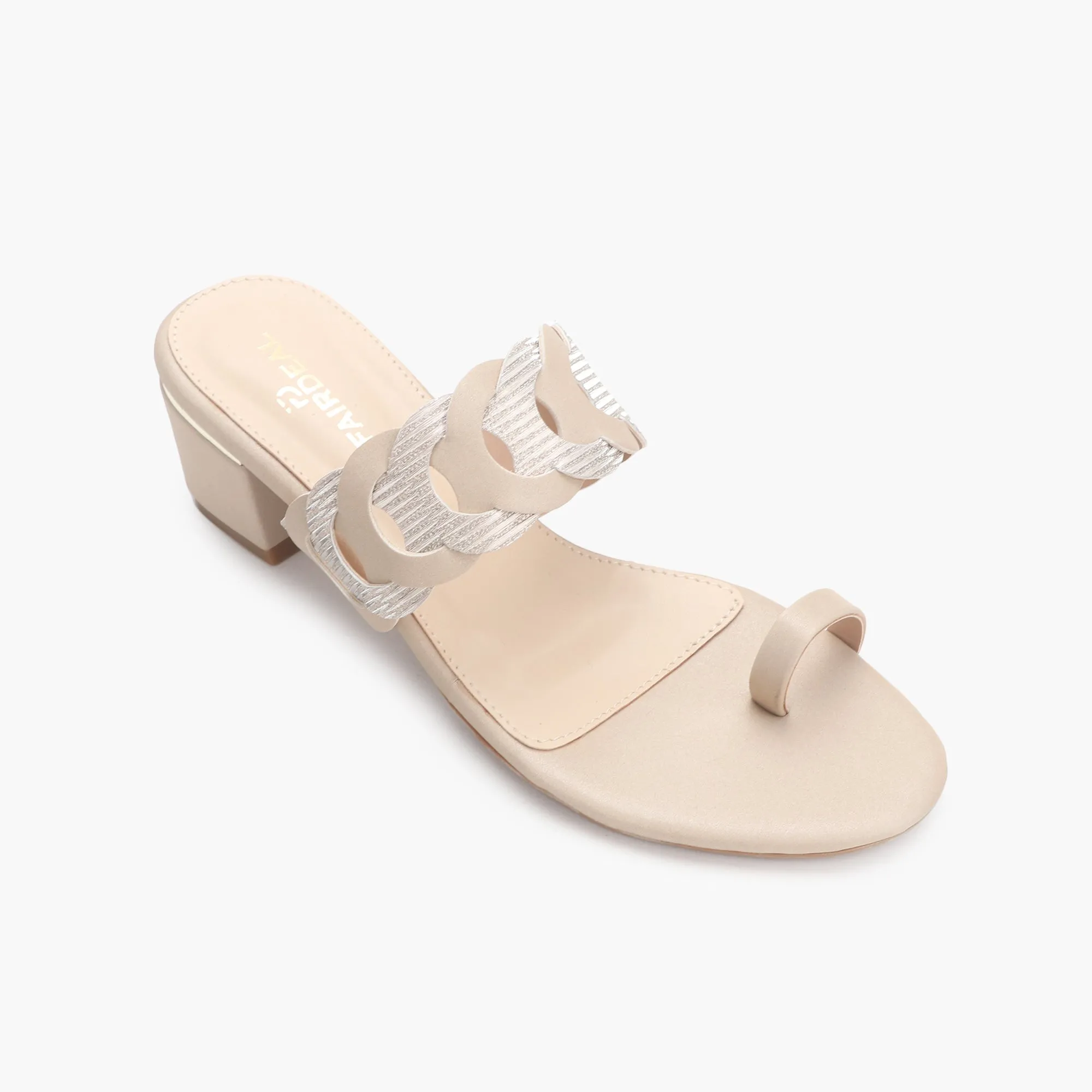 Chain Link Open Toe Block Heels