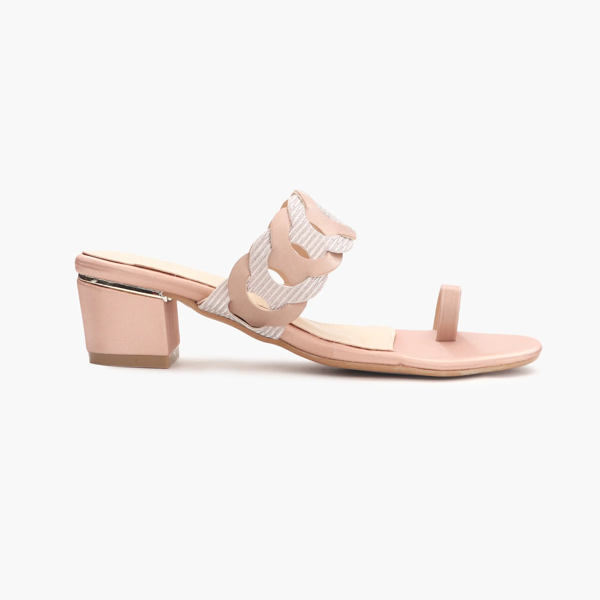 Chain Link Open Toe Block Heels