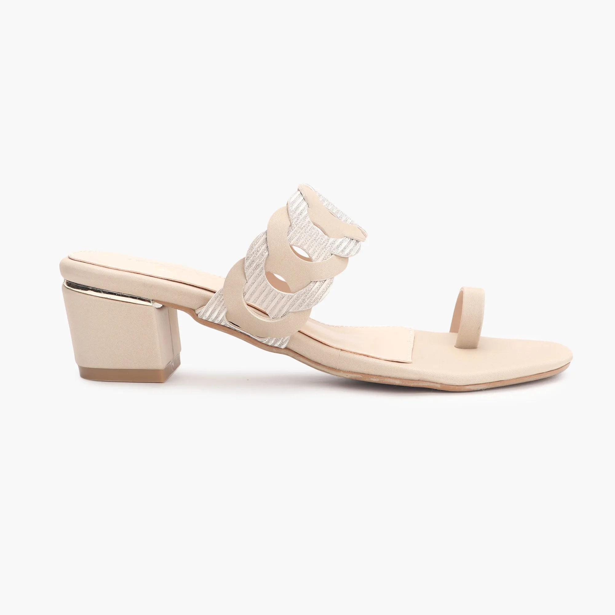 Chain Link Open Toe Block Heels