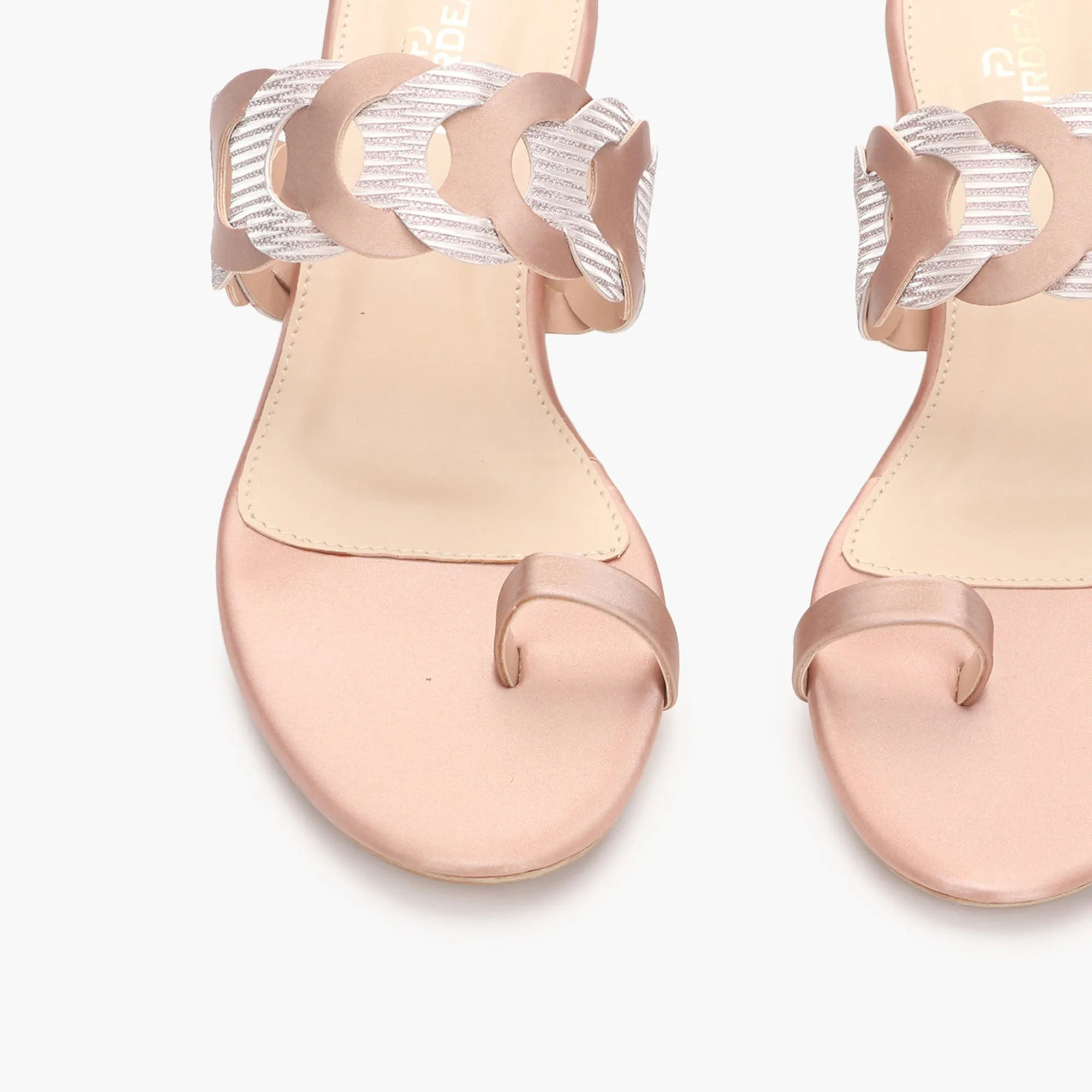 Chain Link Open Toe Block Heels