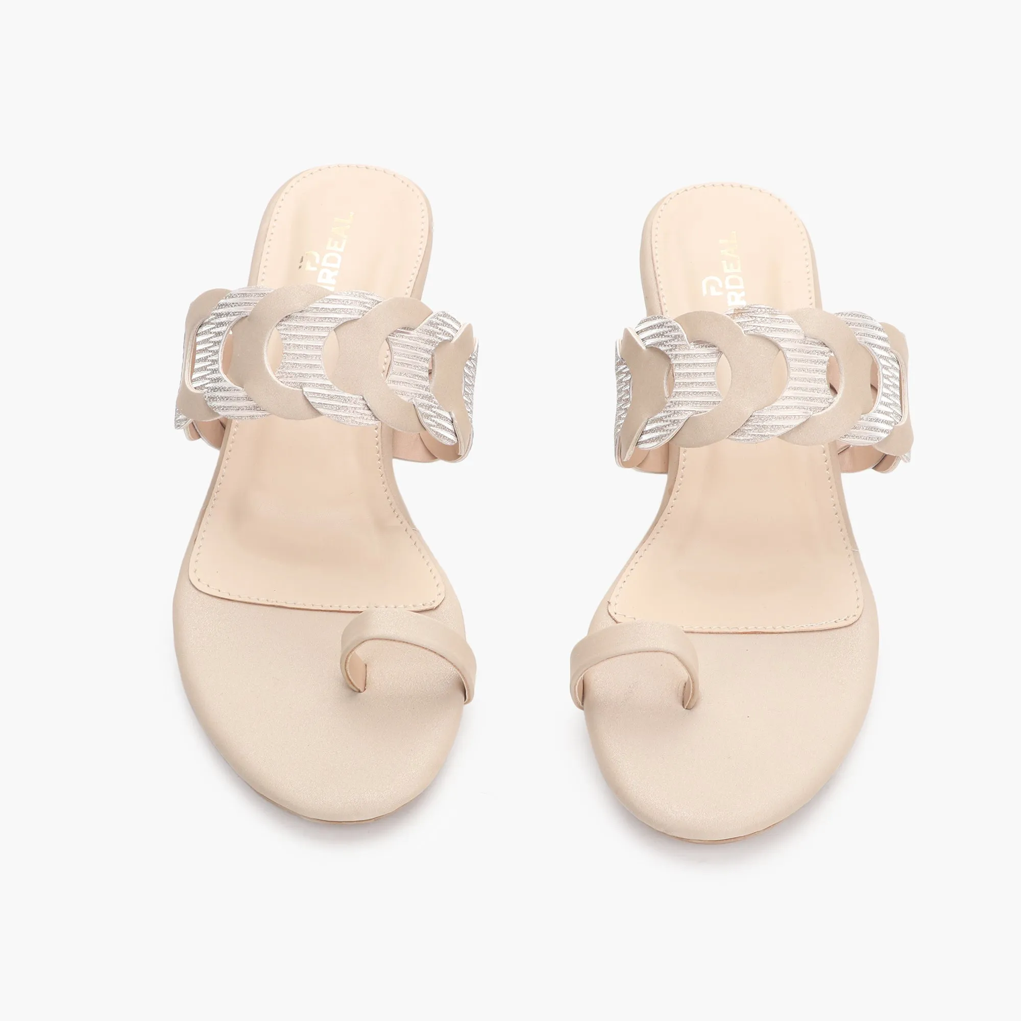 Chain Link Open Toe Block Heels