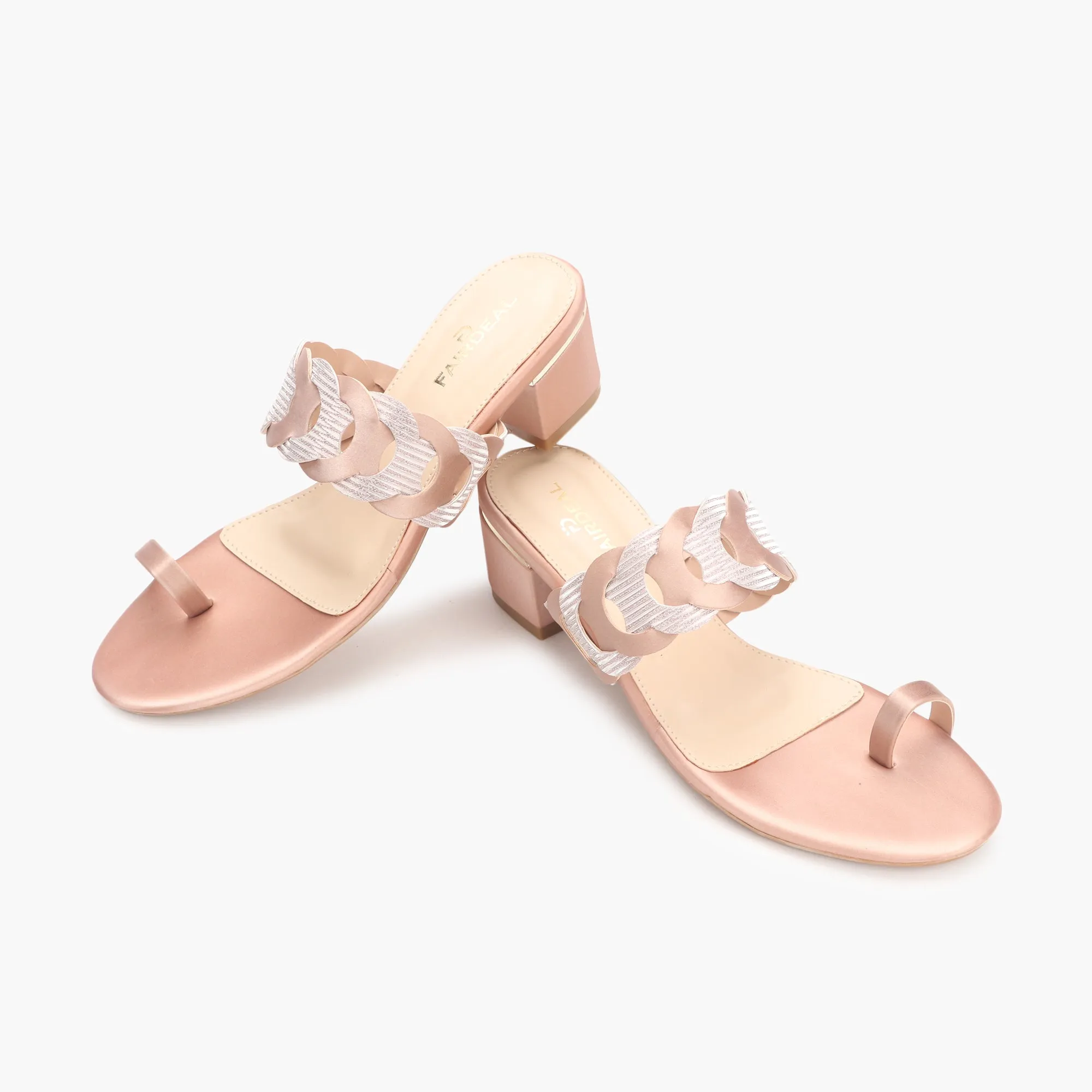 Chain Link Open Toe Block Heels