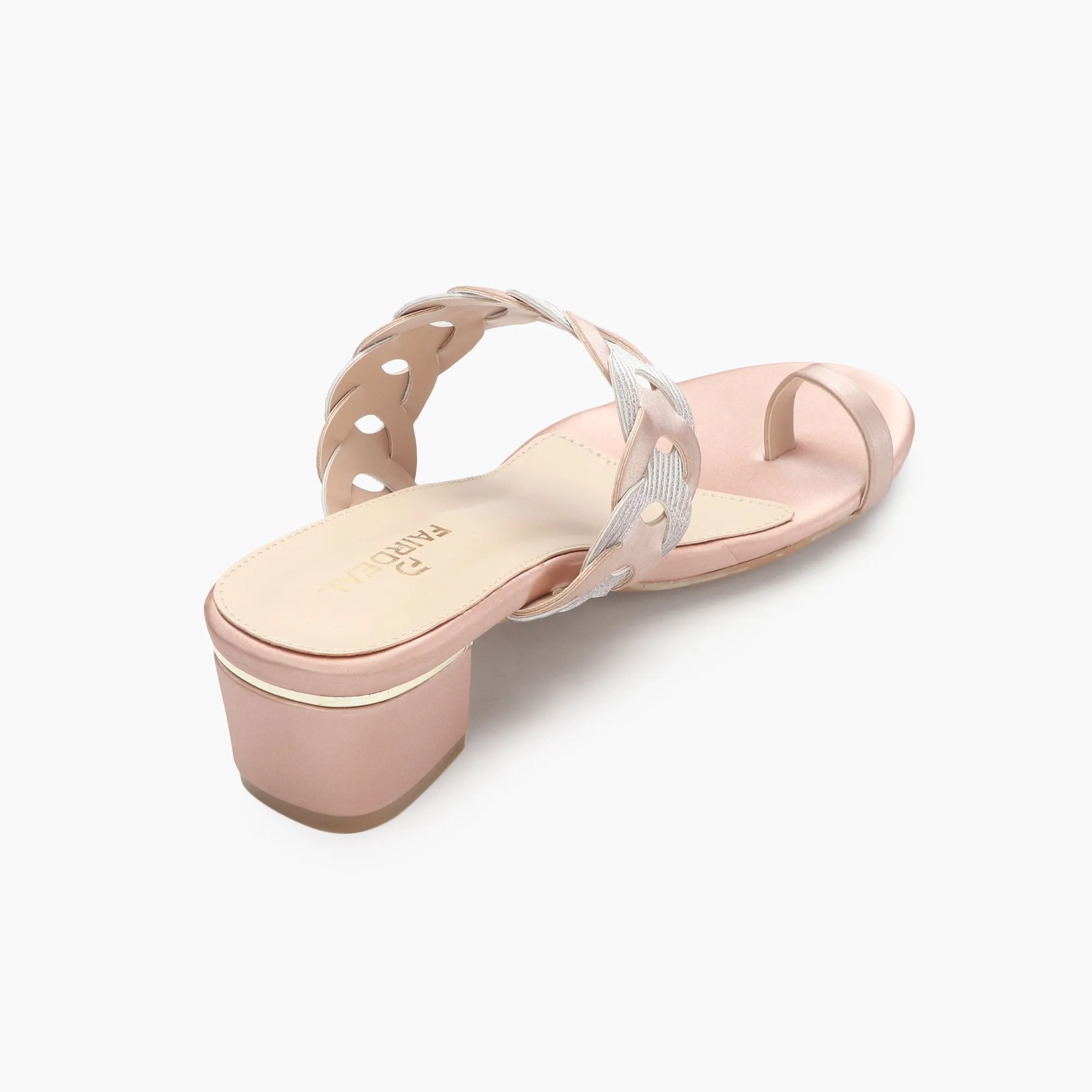 Chain Link Open Toe Block Heels