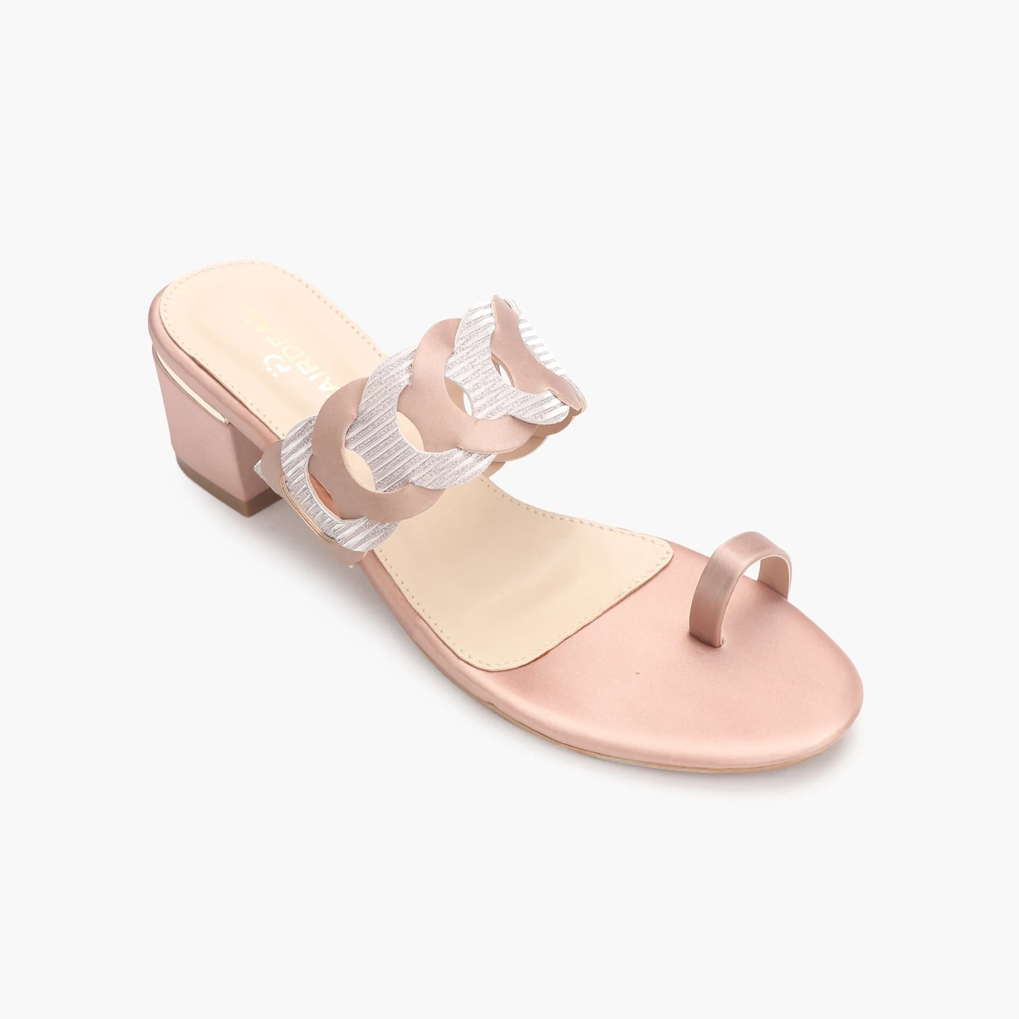 Chain Link Open Toe Block Heels
