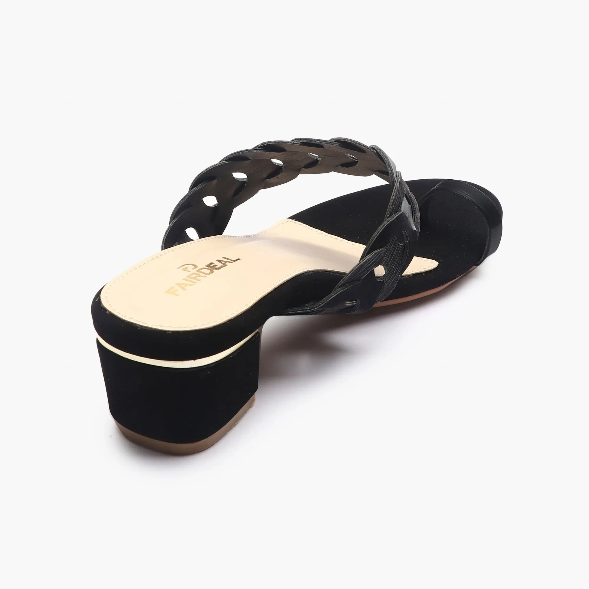 Chain Link Open Toe Block Heels