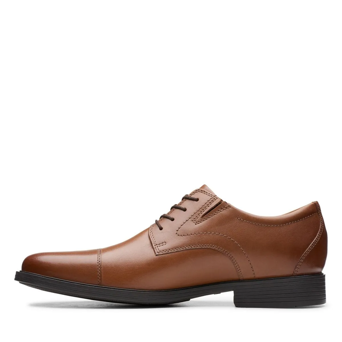 Clarks Men's Whiddon Cap Dress Shoes- Dark Tan Leather