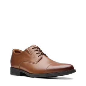 Clarks Men's Whiddon Cap Dress Shoes- Dark Tan Leather