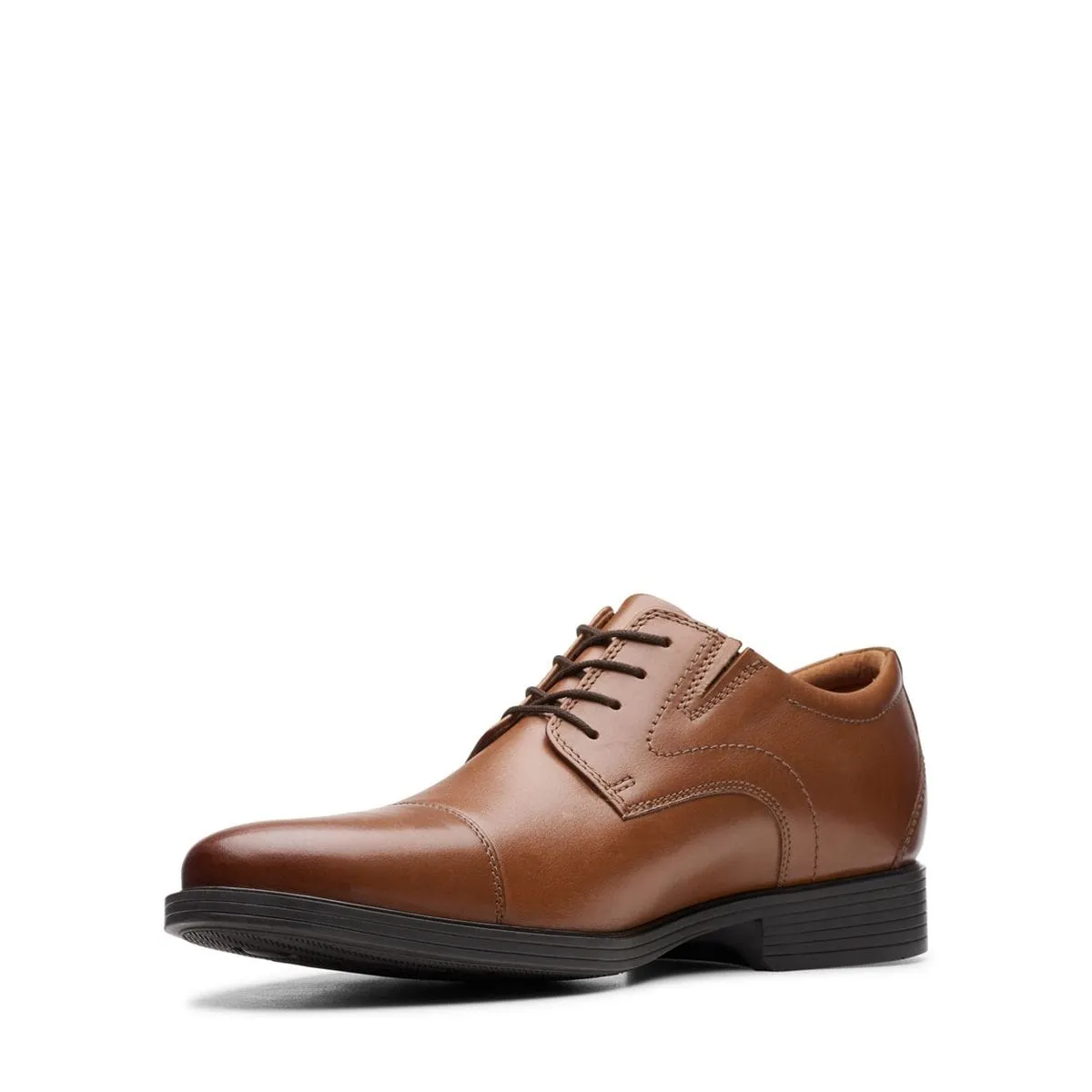 Clarks Men's Whiddon Cap Dress Shoes- Dark Tan Leather
