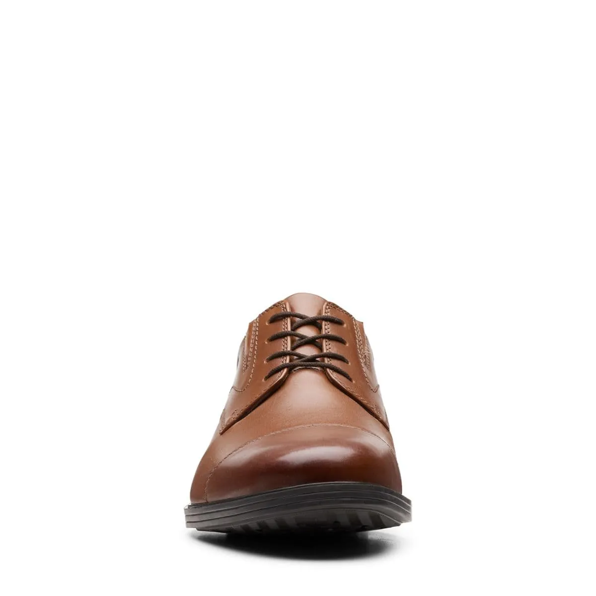 Clarks Men's Whiddon Cap Dress Shoes- Dark Tan Leather