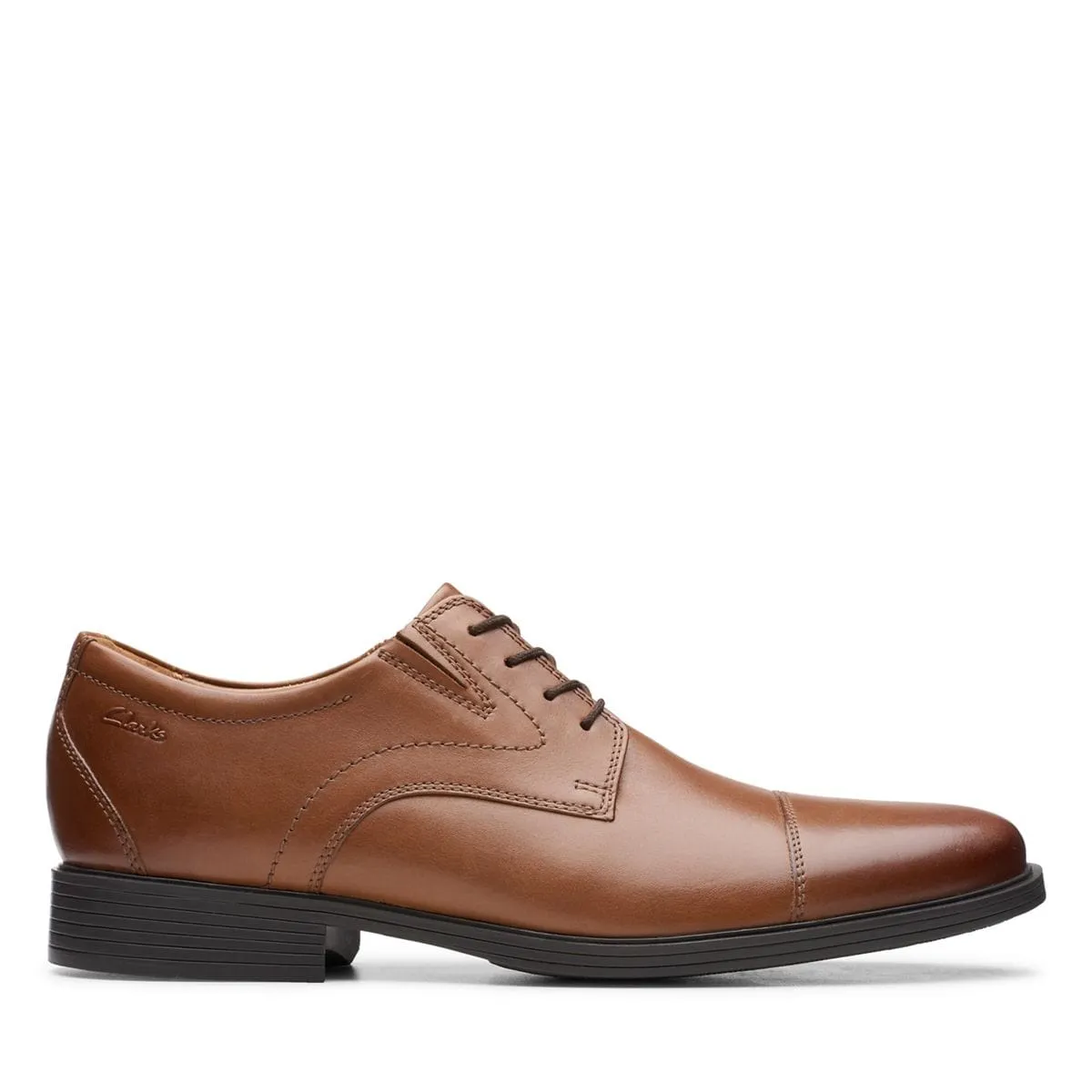 Clarks Men's Whiddon Cap Dress Shoes- Dark Tan Leather