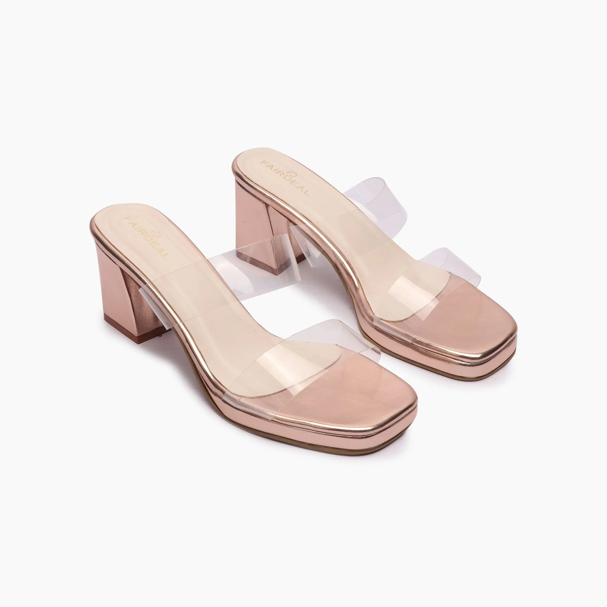Double Acrylic Strap Block Heels