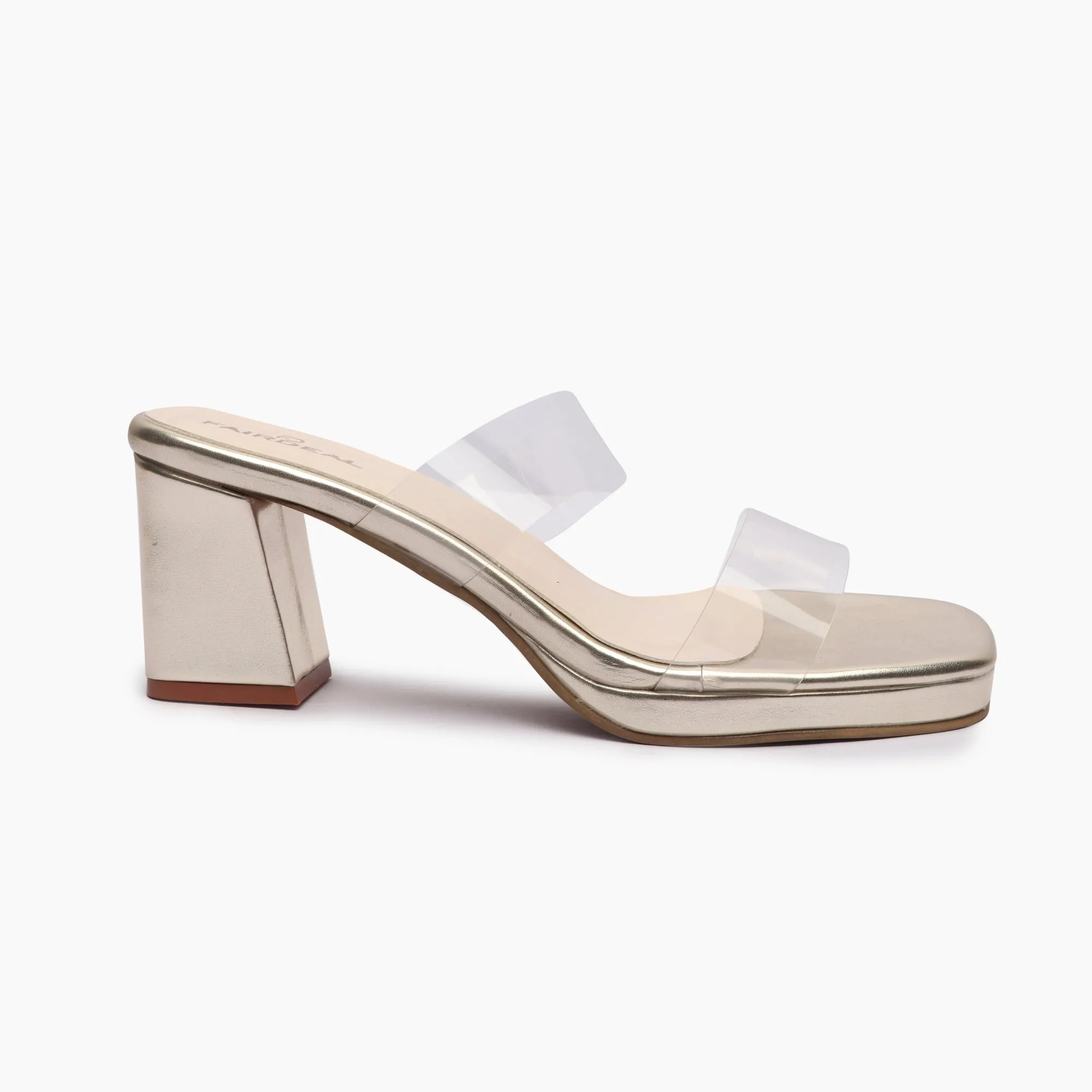 Double Acrylic Strap Block Heels