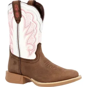 Durango® Lil' Rebel Pro™ YOUTH Kid's Trail Brown & White Western Boot DBT0242Y