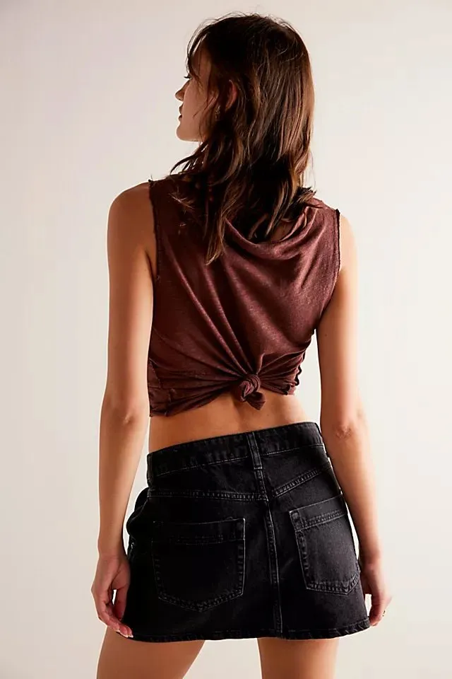Free People We The Free Wynne Denim Skirt in Eclipse