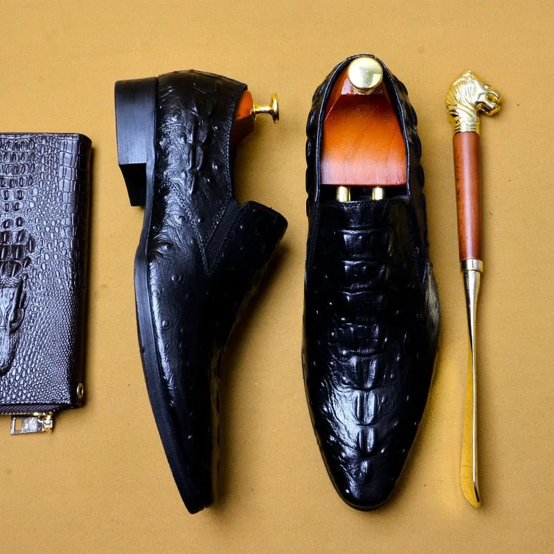 Genuine Leather Black Men's Shoes Oxford Office Shoes for men Luxury Dress Shoes Slipon Wedding Shoes For Men