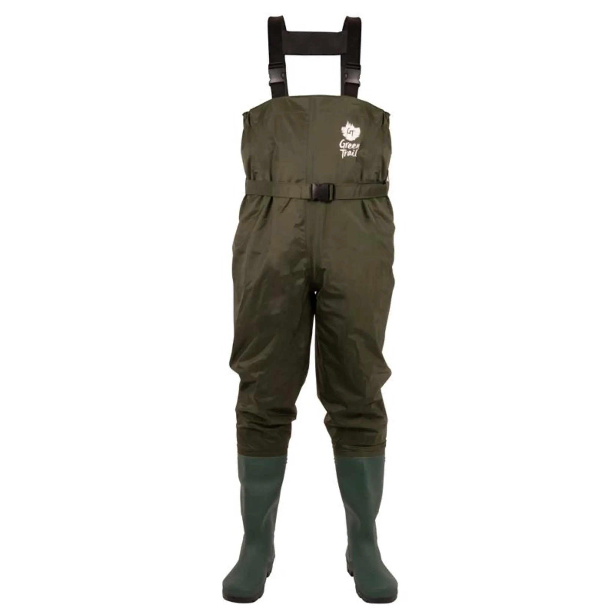 Green Trail Men's PVC/Nylon Chest Waders - Waterproof Stream Feather with Cleated Sole for Fishing, Durable & Comfortable Design | Sizes 4-13