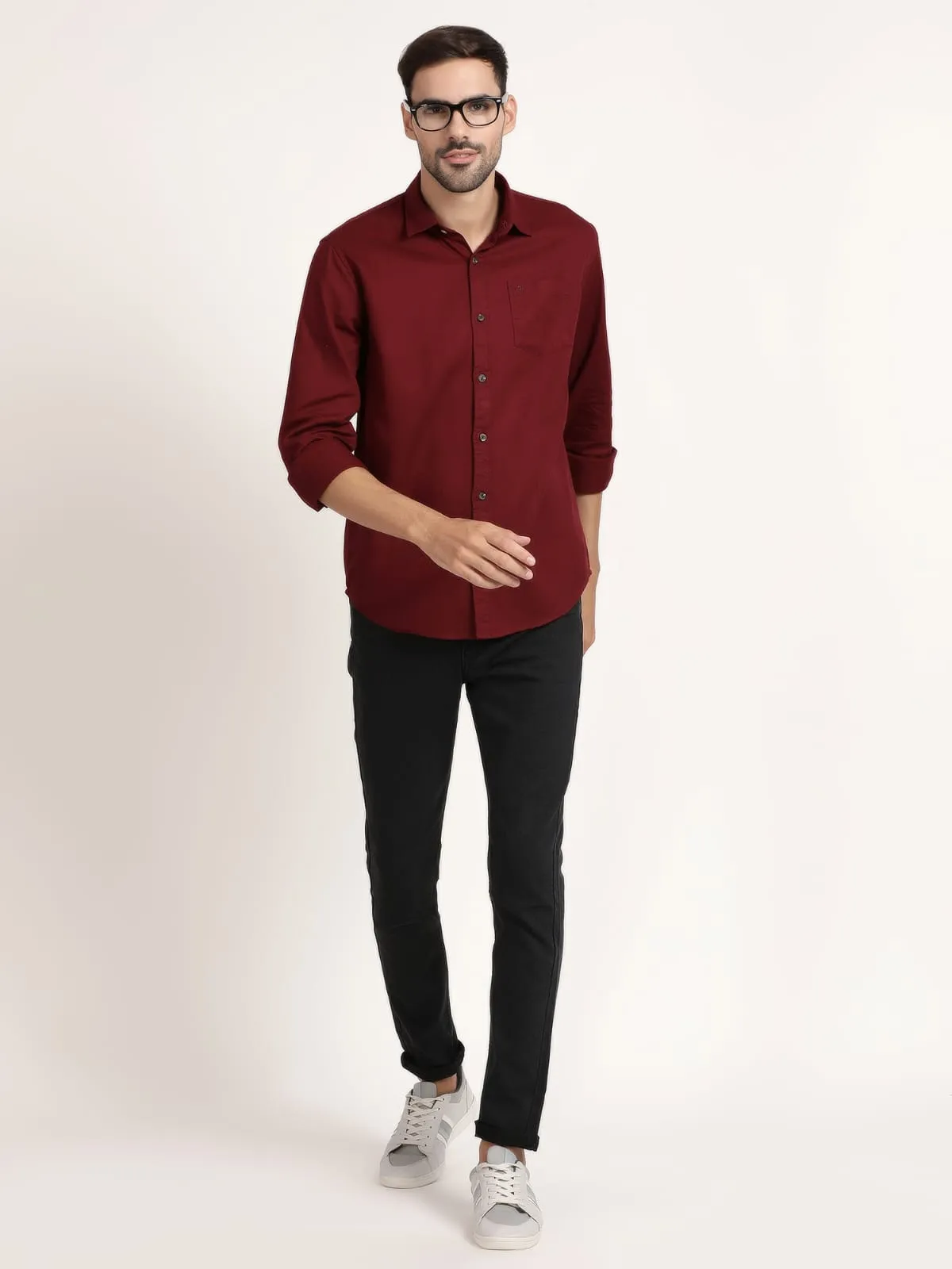 Men Maroon Solid Formal Shirt (GBHM5022)