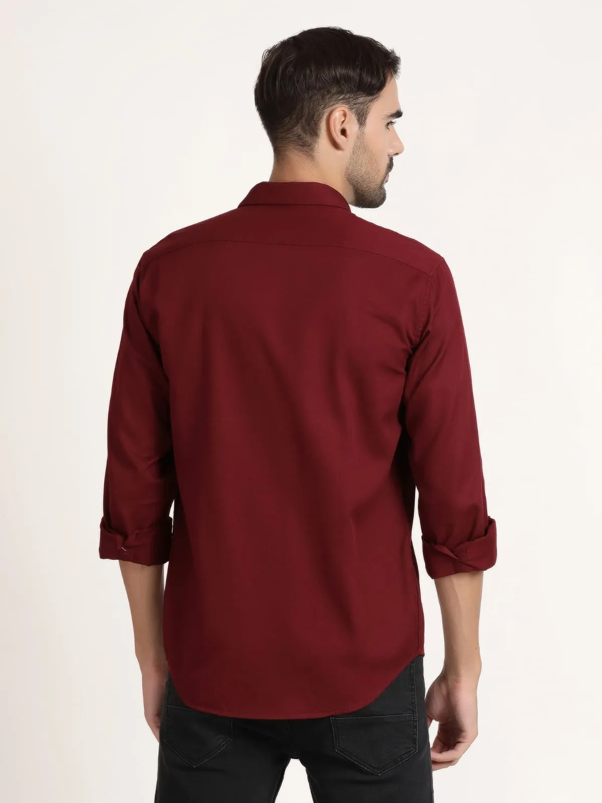 Men Maroon Solid Formal Shirt (GBHM5022)