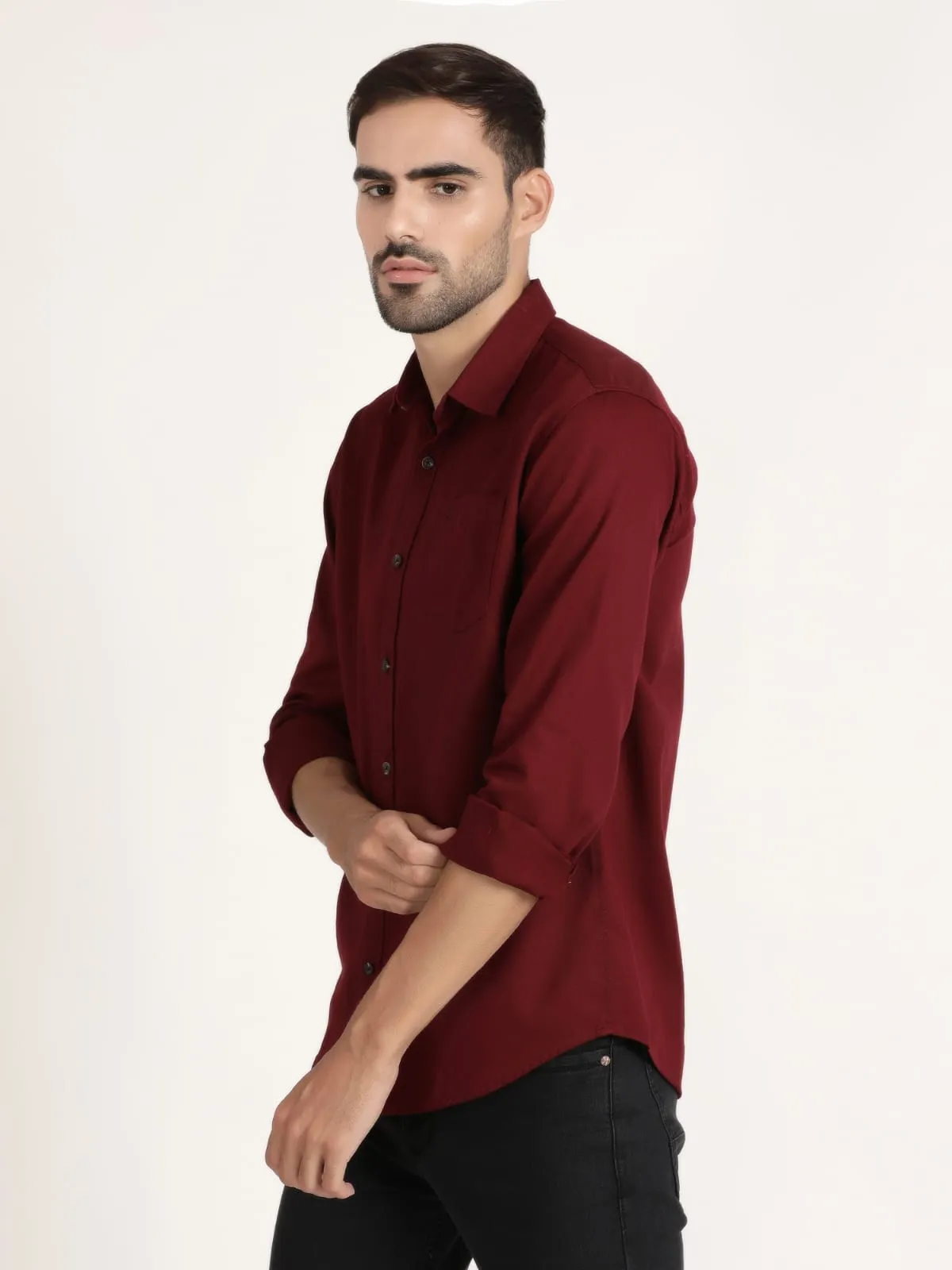 Men Maroon Solid Formal Shirt (GBHM5022)