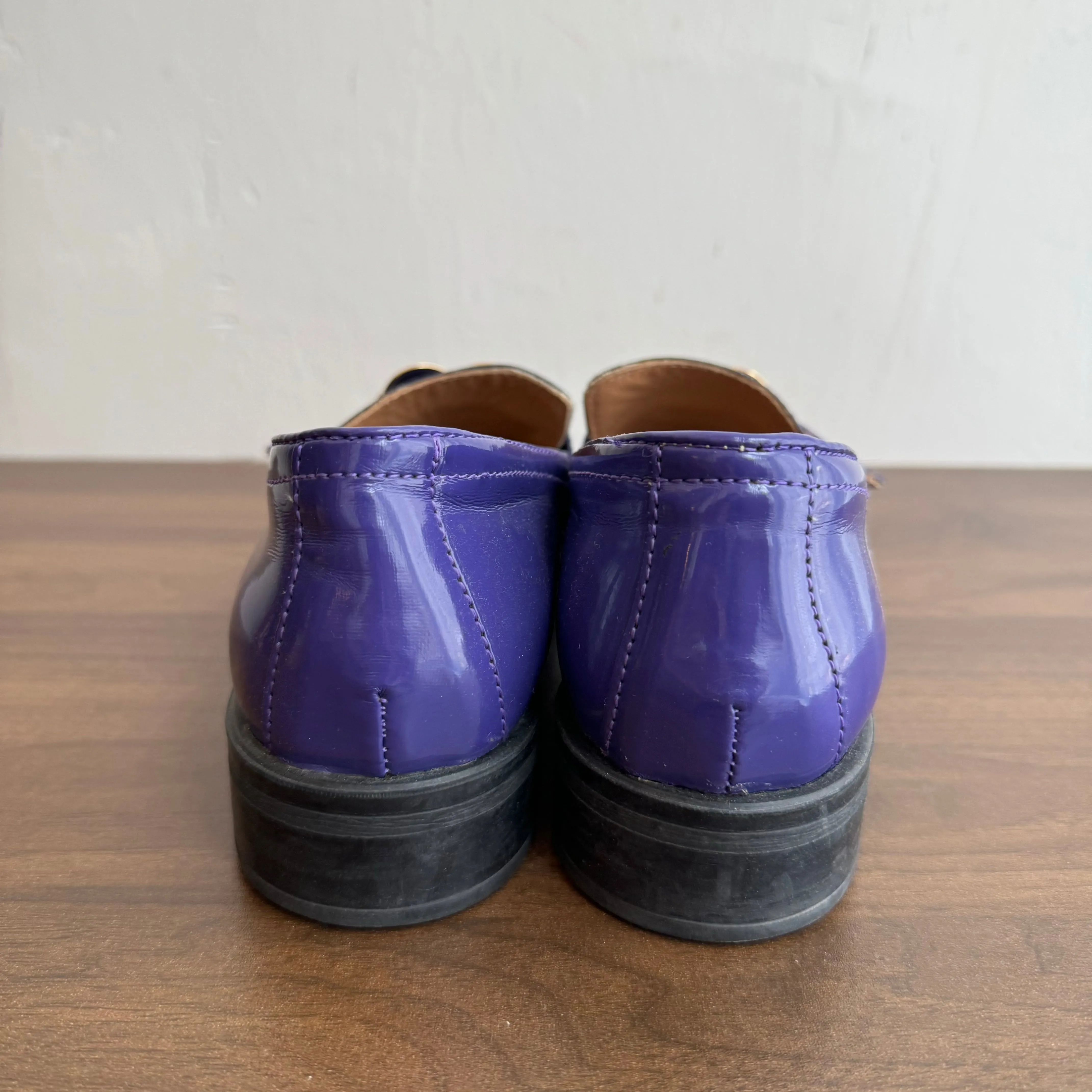 Moschino Heart Buckle Purple loafers