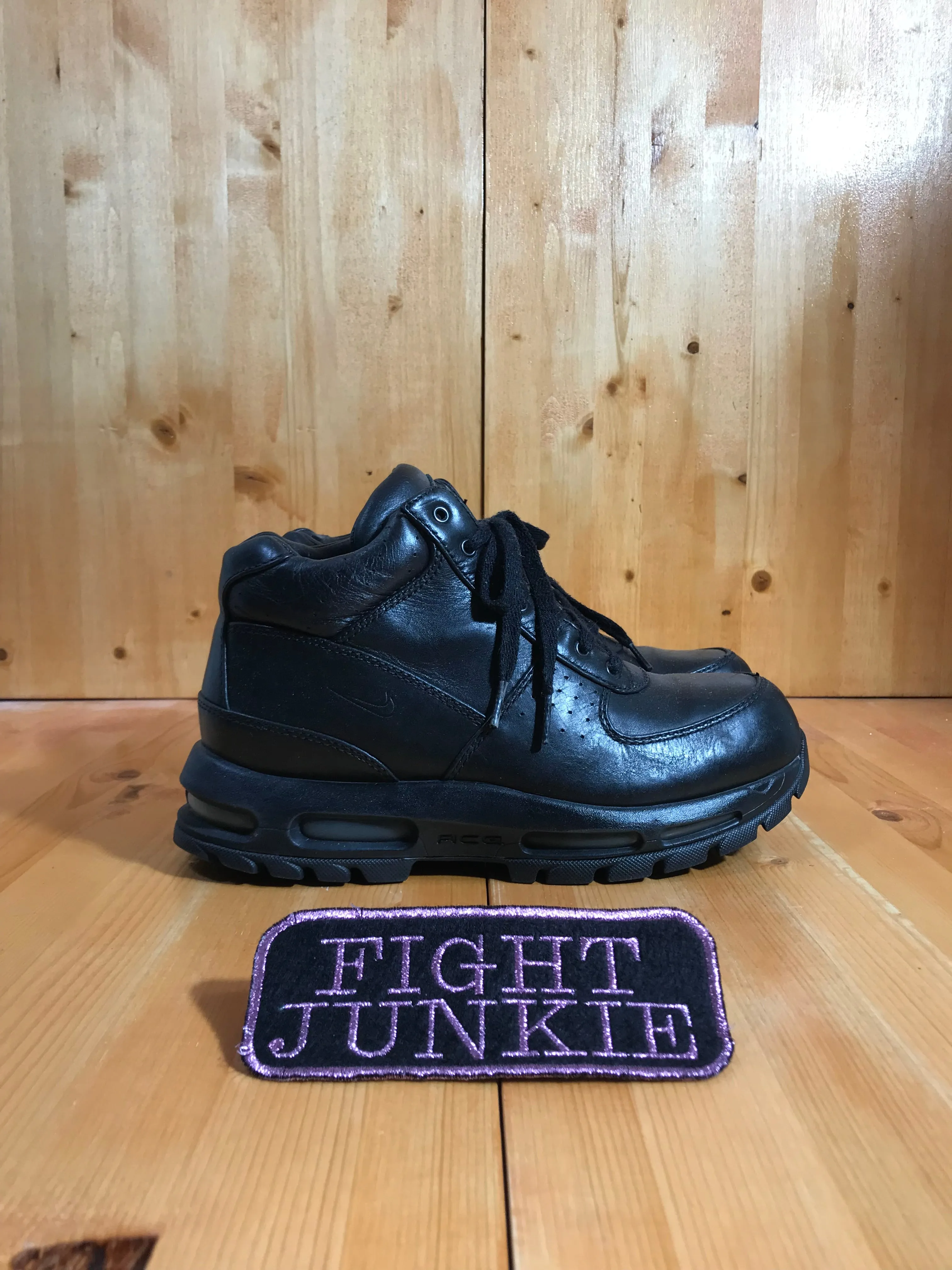 RARE! NIKE AIR MAX GOADOME WATERPROOF ACG Mens Size 7.5 Leather Trail Boots Triple Black 865301-009