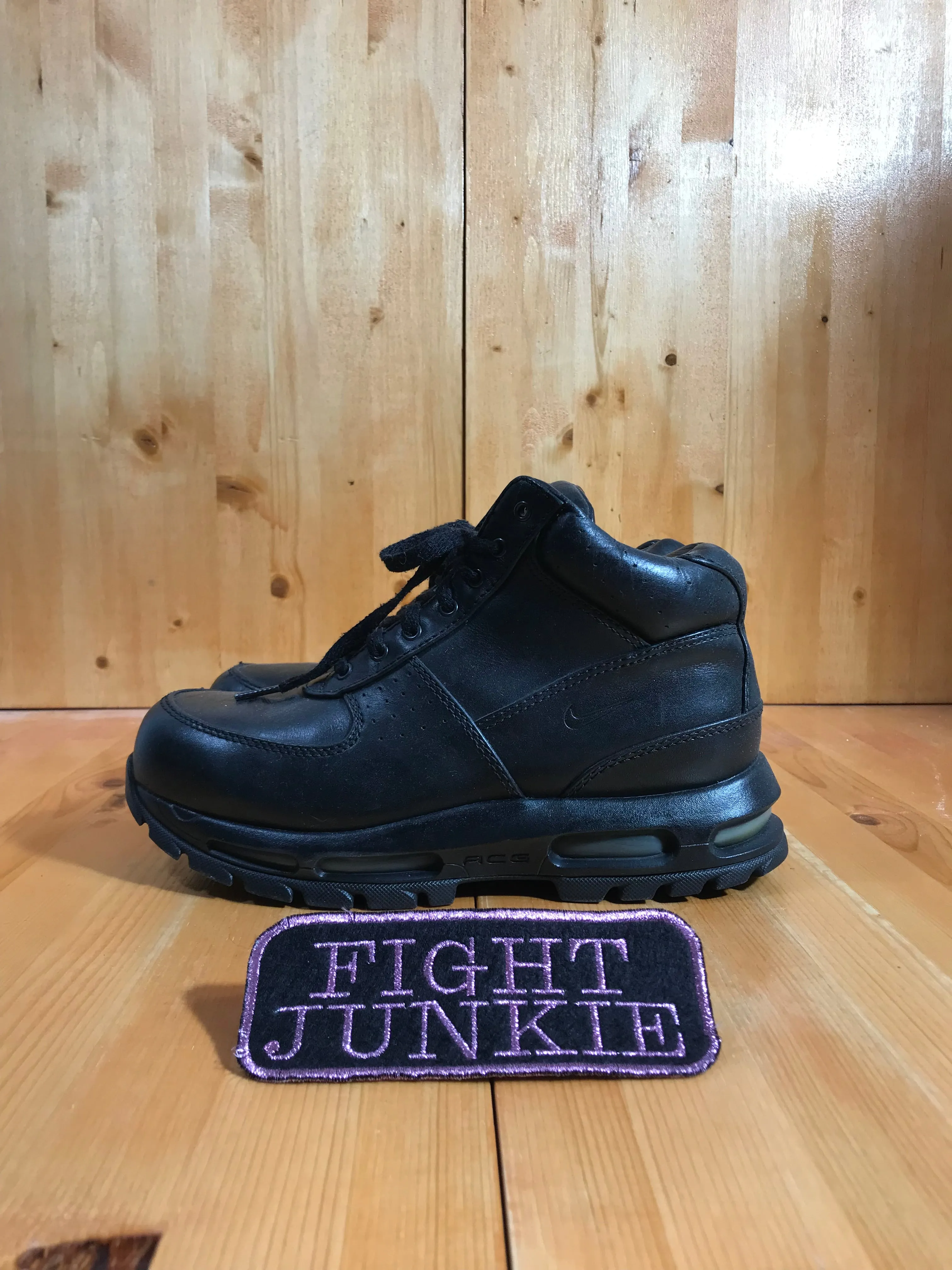 RARE! NIKE AIR MAX GOADOME WATERPROOF ACG Mens Size 7.5 Leather Trail Boots Triple Black 865301-009