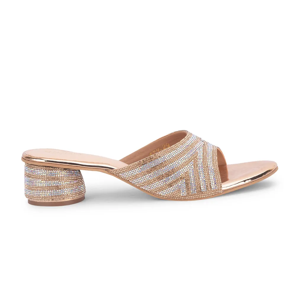 Senorita Golden Block Heels For Women STY-29 By Liberty