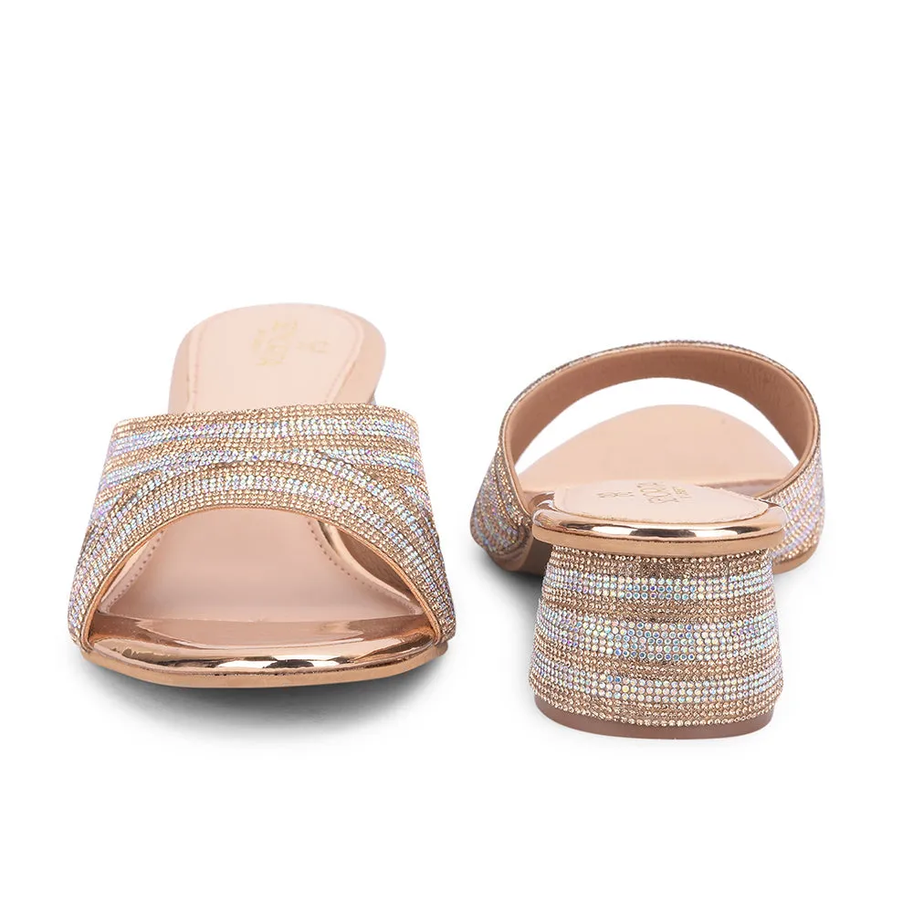 Senorita Golden Block Heels For Women STY-29 By Liberty