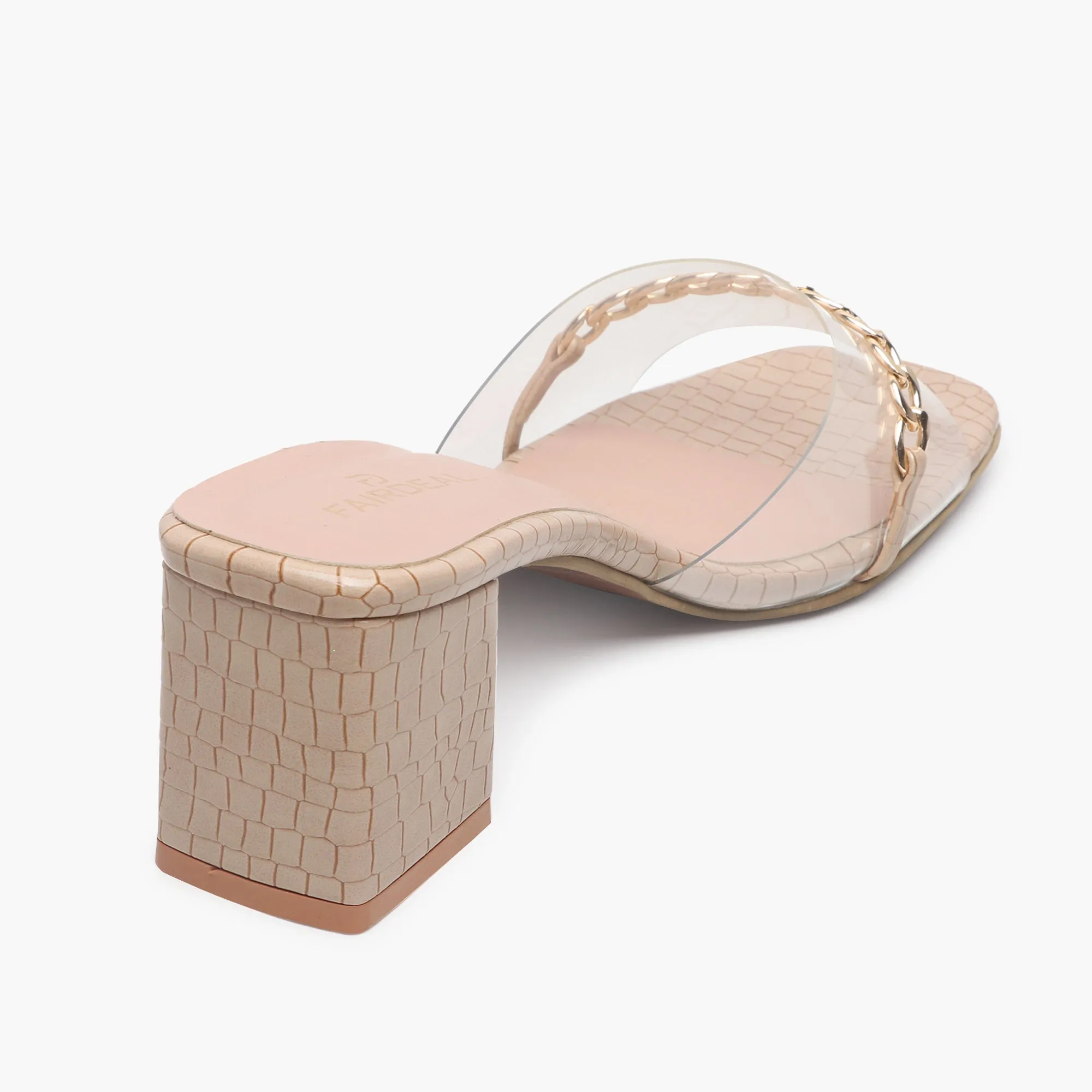 Snake Print Slip Ons Accented with Chain Buckle