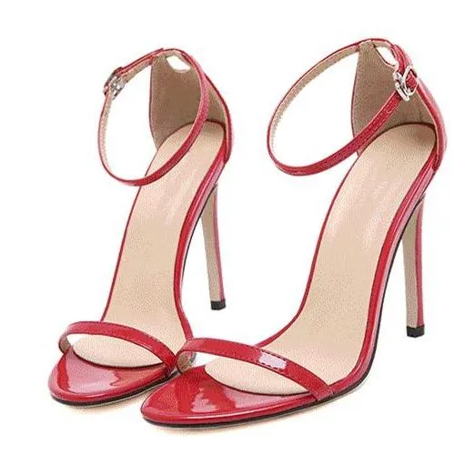 Women open toe ankle buckle strap stiletto high heels
