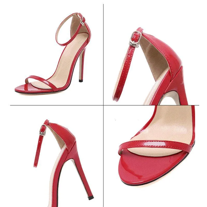 Women open toe ankle buckle strap stiletto high heels